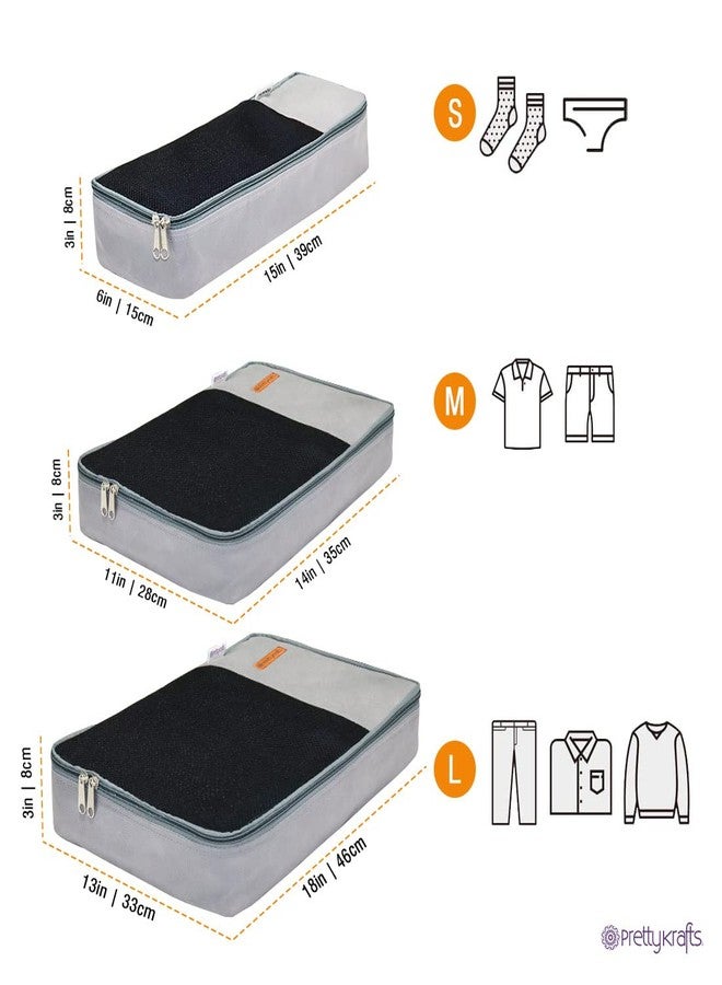 PrettyKrafts packing Orgnizers Travel bags (Set of 4), Grey - Image 3